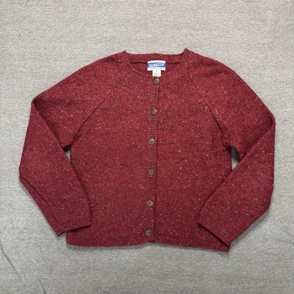Pendleton Sweaters - Vintage Pendleton 100% Virgin Wool Speckled Red Knit Cardigan Sweater Sz Small
